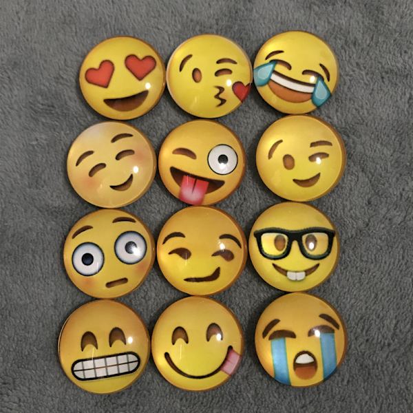 Emoji-magneter, 12 st 3D-glas Smiley-kylskåpsmagneter Starkt lim för dekoration av kylskåp, whiteboards, skolskåp