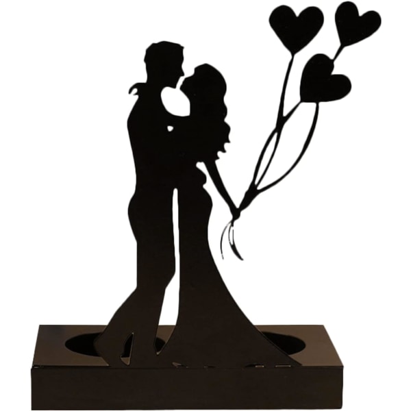 Håndlavet jernskulptur lysestage ornament, romantisk par statue til jubilæer, bryllup dekoration jubilæum par gaver, balloner