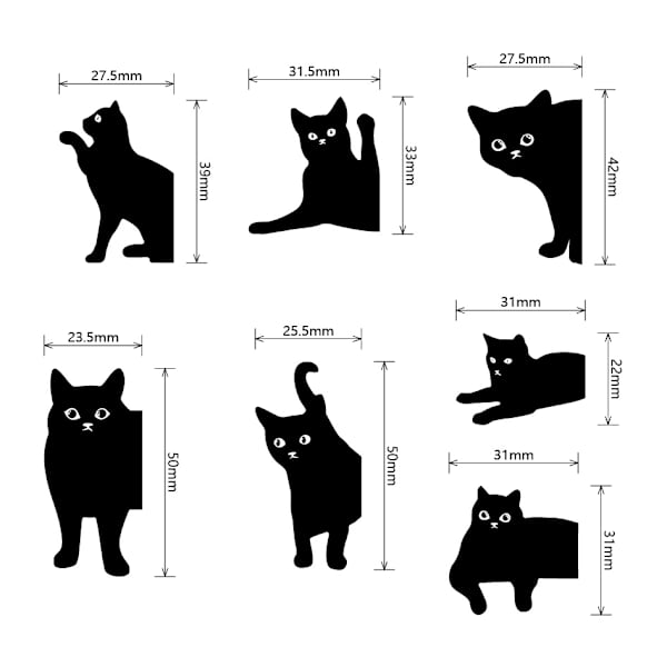 Magnetisk bokmärke (7 stycken), nyfiken katt färg svart, originella bokmärken, speciella bokmärken Bokmärke är en praktisk och kreativ present till lärare,