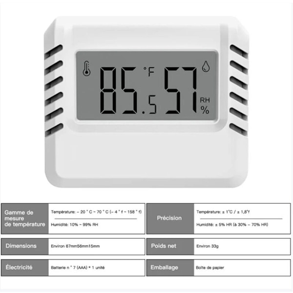 Digital hygrometertermometer, 2 st mini-termometrar för inomhusbruk, stor LCD-skärm, bärbara datorer, min/max-registrering, för hus, terrarium, babyrum, källare