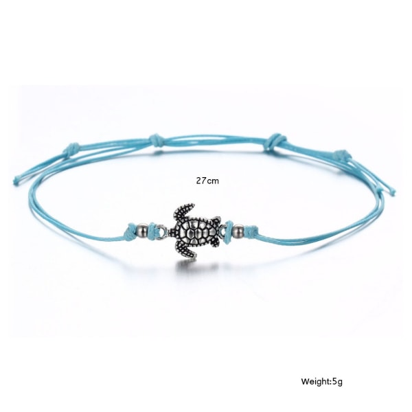 3-delt Turtle Double Layer Beaded Ankel Armbånd Justerbart Reb