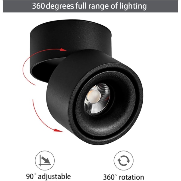 10x10x10cm (Sort-4000K)-5 W LED loftspot Loftslampe, Justerbar lampehusvinkel, Loftspot, Loftspot, Loftslampe, adj