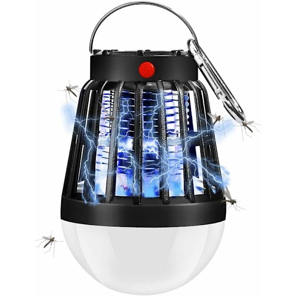 Mygglampa, bärbar vattentät insektsfälla, 2-i-1 UV-solcell och USB-laddningsbar campingmygglampa för inomhus- och utomhusbruk