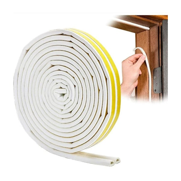 Tätningslist, PVC för PVC-fönsterprofil, täta dörrar och fönster med stark vidhäftning, isolera ljud och skydda mot drag, 6 meter (vit)