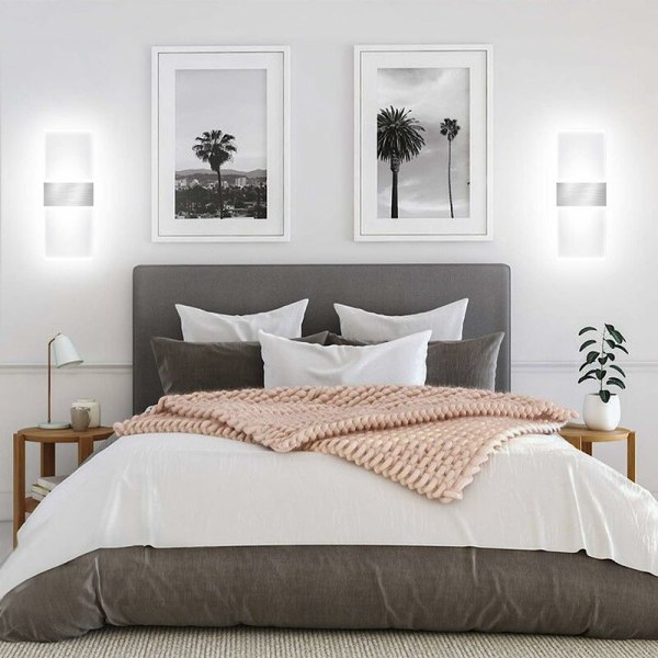 LED indendørs væglampe, 12W kølig hvid 6000K akryl væglampe, moderne design dekor væglampe til stue, soveværelse, gang, badeværelse (C