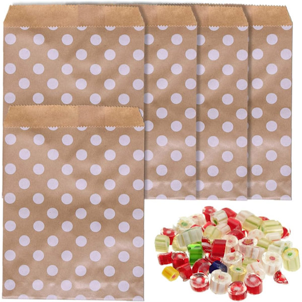 100 stk. Brune Bund Kraft Papirsposer, Slik Papirsposer, DIY Kraft Papirsposer, Kraftposer, Papir Gaveposer til Kager, Brød, Sandwich, Gaver, 13x