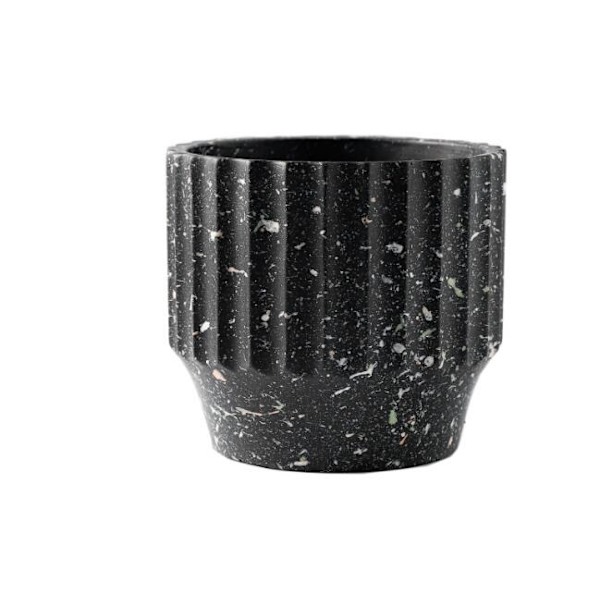 Plantekasse, Bakke og Balkon Kreativ Nordisk Stil Rundt Stenmønster Spray Point Hul Cement Blomsterpotte 14,5 * 14,5 * 13,5 cm (Sort Vandmølle)