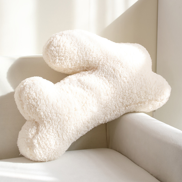 Glad Påsk Kaninformad Kudde, Plysch Hoppande Kanin Kudde Sherpa Påsk Dekorativ Kudde för Soffa Vardagsrum Säng, Off-White, 55*40*15cm