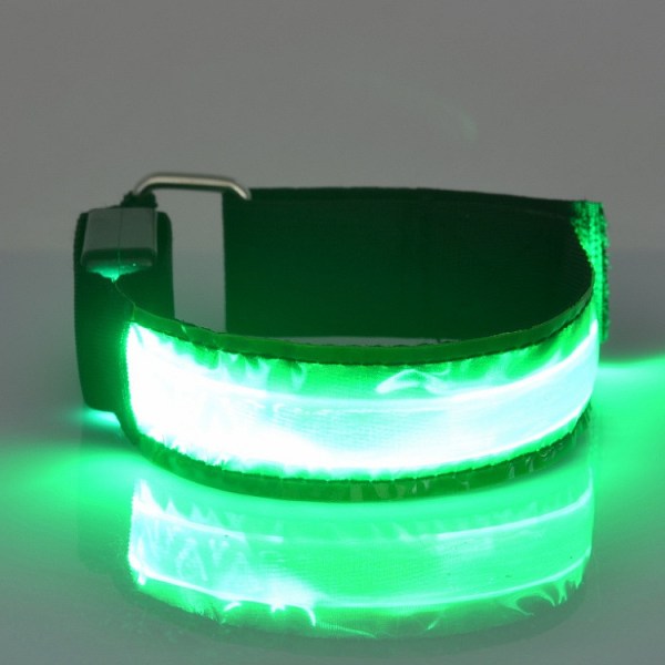 Grøn LED genopladeligt lysende armbånd, USB reflekterende tape Anti