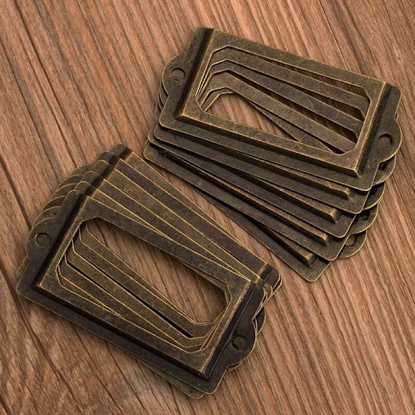 50 kpl etiketinpidike 60 x 17 mm Vintage pronssi metalli Settletchain