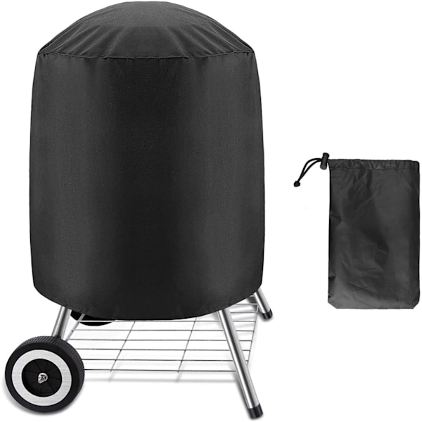 Kettle BBQ -grillin peite, Vedenkestävä Grillauspeite, 210D Vahva Savustajan Peite Pyöreille Grilleille (24 x 28.5 tuumaa, Musta)