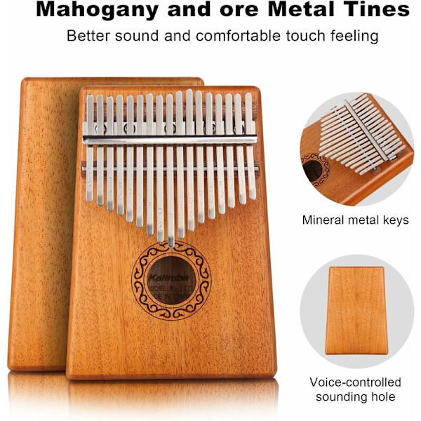 Kalimba Tommelfingerklaver 17 Tangenter Tommelfingerklaver, Tommelfingerklaver Kalimba Instrument Bærbart Fingerklaver Til Børn Voksne Begyndere, Ideel Fødselsdagsgave, Val