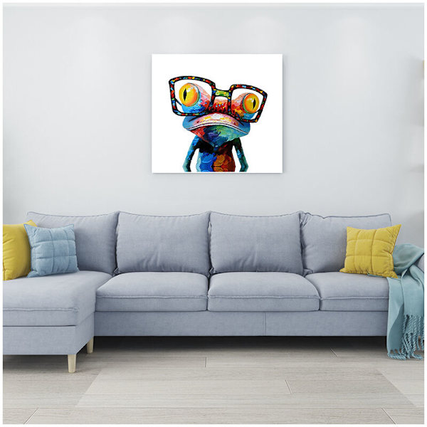 50 x 50cm Monivärinen Eläin Suurikokoinen Tulostus Kankaalle Puurunko Seinätaide (50X50cm Sammakko)，
