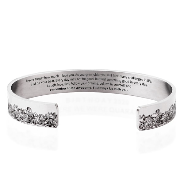 Dam Armband Tonårsflickor Personlig Present till Mamma Dotter Syster Vän Rostfritt Stål Gravering Födelsedag Alla Hjärtans Dag Present(kort hår)