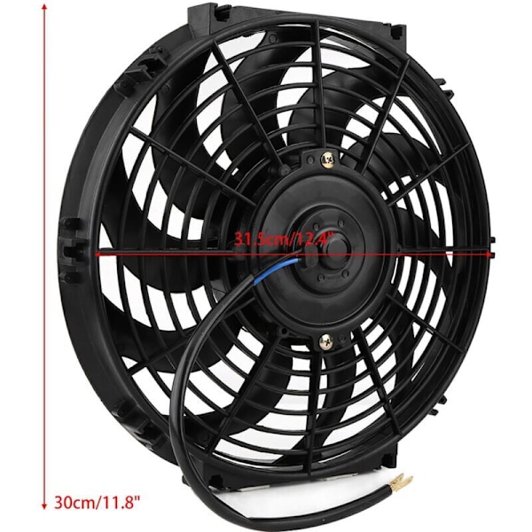 Universal 12\" Slim Push Pull Elektrisk Motorkøleventilator 12V med Monteringssæt