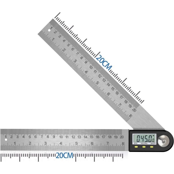 Digital vinkelmätare 0-360° Digital lutningsmätare Rostfritt stål Vinkelmätare Linjal med LCD-display för träbearbetning Konstructio