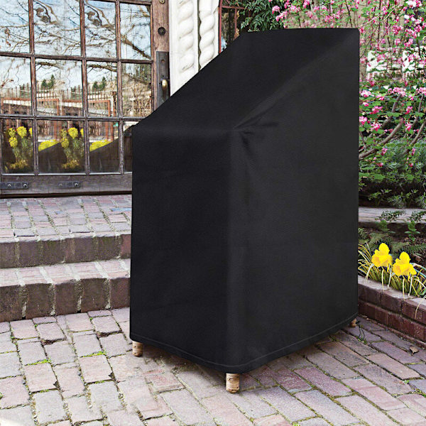 Havemøbelstabelsesstolbetræk Vandtæt, Vindtæt, Slidstærkt 210D Oxford-stofmateriale 75 x 75 x 120 cm (Sort)