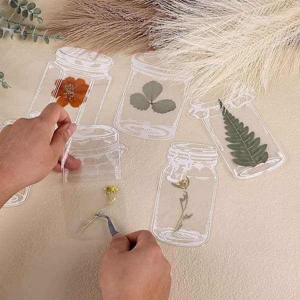 20 stk. Blomsterbogmærke, (Almindelig flaske) Transparent Blomsterbogmærke Transparent Tørret Blomsterbogmærker Tørret Blomsterbogmærke til Hjem DIY Læsning Al