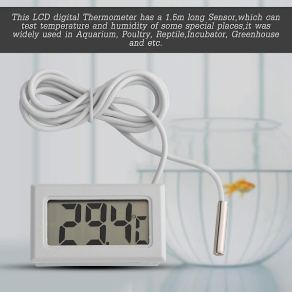 Digitalt termometer, Mini LED-display digital temperaturmåler med 1M probesensor, LCD digitalt termometer for akvarium, inkubator, drivhus