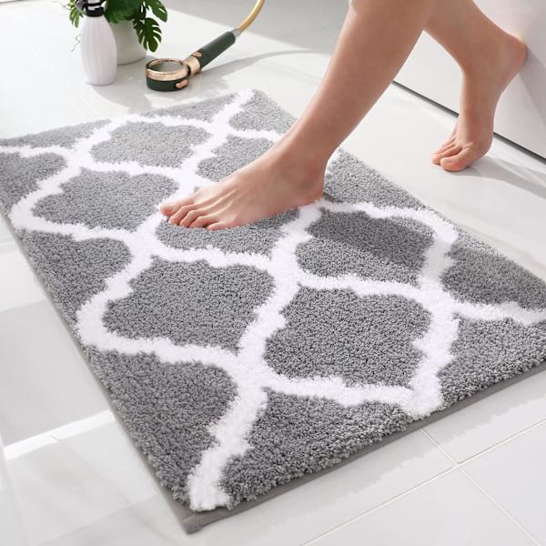 Kylpyhuoneen matto, pehmeä imukykyinen mikrokuitukylpyhuonematto, liukumaton pehmeä kylpyhuonematto, konepestävä ja rumpukuivaus 24\" x 16\", harmaa