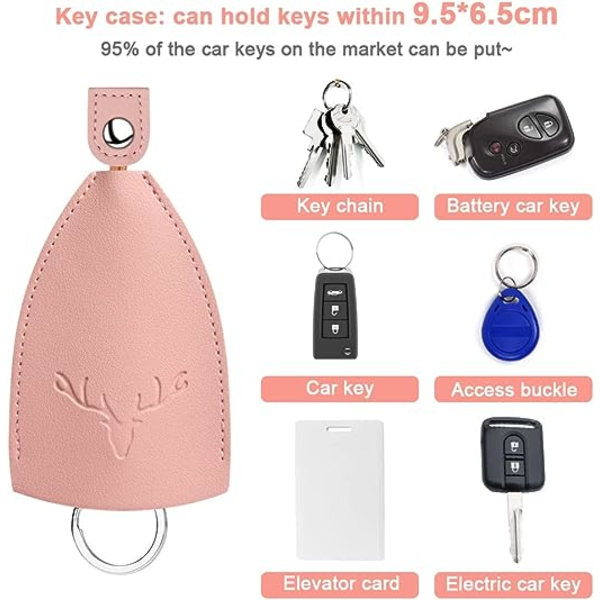 2-pack (svart+rosa), lädernyckelhållare, stor kapacitet vattentät PU-läder bärbar nyckelhållare - inte lätt att falla av för att skydda nycklar.