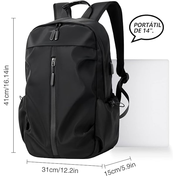 Antistöldryggsäck, Vattentät Ryggsäck, Herrar Dam Casual Resor Affärs Laptop Ryggsäck med USB Laddningsport för 16 Tums Laptop