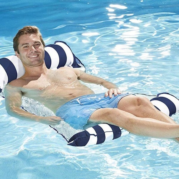 Uppblåsbar flytande säng hammock med vatten 4 i 1 lång stol swimmingpool lounge luftmadrass luftpool uppblåsbar hammock vuxna och barn