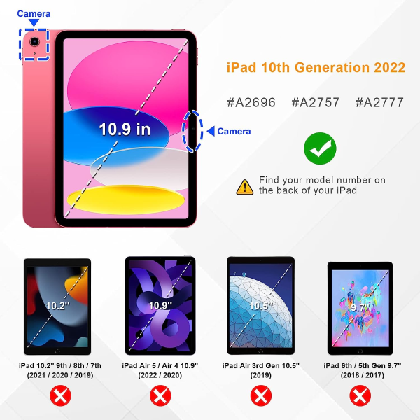 Deksel for iPad 10. generasjon 10,9 tommer 2022 - [Stylus Storage] C
