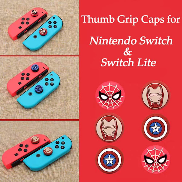 2-pakks sklisikre analoge trådløse kontrollerbeskyttelseshetter i silikon, kompatibel med Nintendo Switch og Nintendo Switch Lite (C)