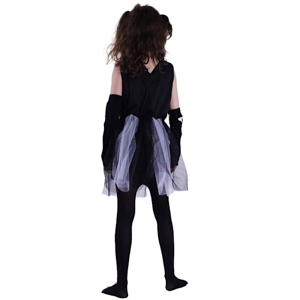 Halloween liten flicka spöke skelett klänning maskerad fest cosplay scenframträdande kostym (10-12 år gammal)