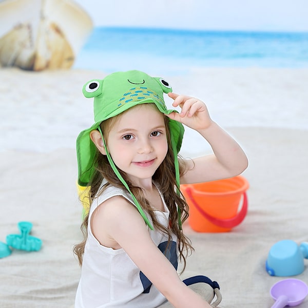 S-UPF50+ Justerbar Baby & Toddler Grodhatt - Täcker Barns Huvud & Hals Hela Dagen