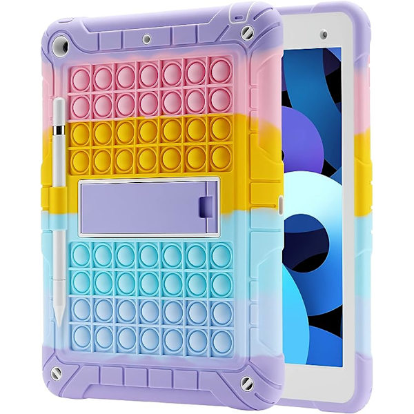 Sopii iPad 10.2 -suojakotelopidikkeeseen, violetti reuna (2021/2020/2019 iPad 10.2 -suojakotelo), silikoninauhan kynäsilmukka