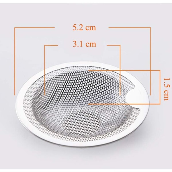 Vaskefilter i rustfrit stål, sæt med to rum (5 cm)