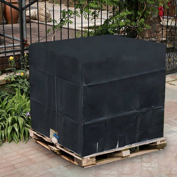 IBC skyddshölje för 1000 l vattentank, skyddshölje för IBC-tank, regnvattentank (svart), 120 × 100 × 116