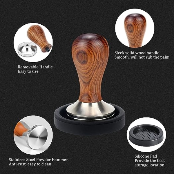 Kaffe Tamper, Kaffe Tamper, Espresso Tamper, Rustfrit stål Kaffe Press Tamper med silikonepude, Designer Kaffe Stempel Sæt, Kaffe Press Tamper