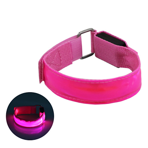 Luminous Armbånd for Sykling og Løping om Natten - Advarselsbånd - Rosa