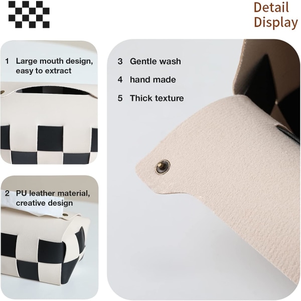 Tissue Box Cover, rektangulær Tissue Box Holder, (beige) læder