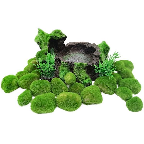 Middels store moskuler, akvariedekor for akvarie-dyr, 3 kuler per pakke
