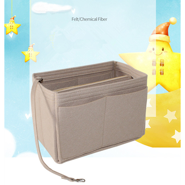Lompakon järjestäjä, huopainen laukkujärjestäjä vetoketjulla, käsilaukku  Tote Shaper Speedy Neverfull Tote（Khaki）