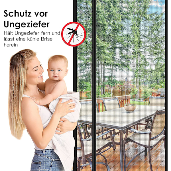 Magnetisk vindue- og dør myggenet 90x210 til skydedør, indgang, sving, rul op, campingvogn, balkon, autocamper