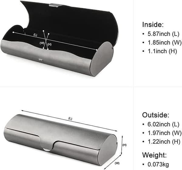 Hardt aluminium brilleetui, lett brilleetui, slankt brilleetui
