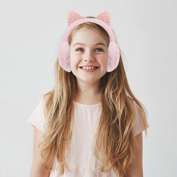 Jenteørevarmere, rosa, grå, one size fits all(grå+rosa)