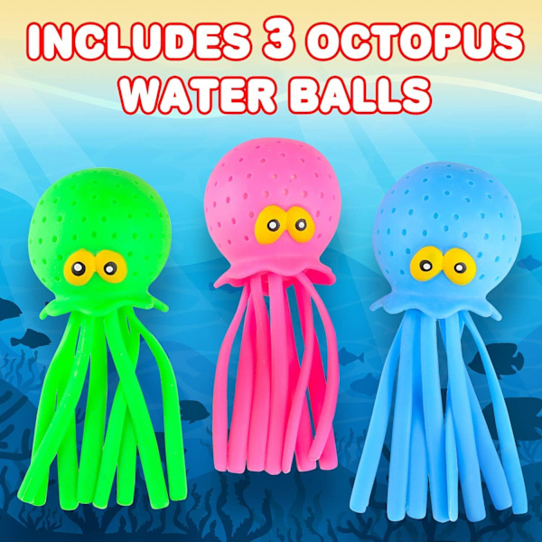 Octopus Vandbolde, Sæt med 3, Gummi Børnebade Legetøj, Sensorisk Stress Relief Pool Legetøj til Børn, Søde Goodie Bag Fyldstoffer til Drenge og Piger, Pink, B