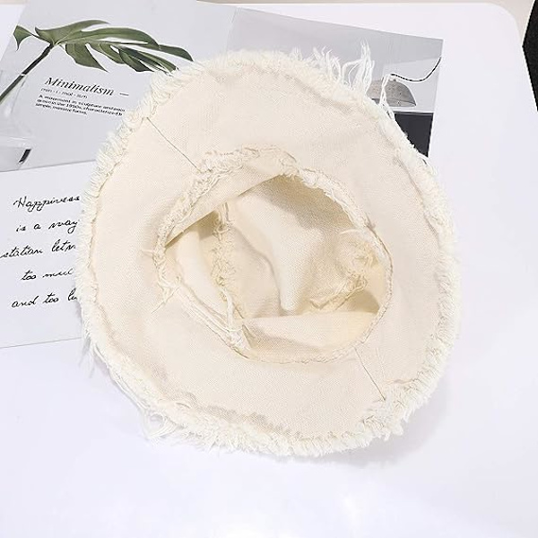 Dam solhatt sommar casual bredbrättad bomulls fiskehatt strand semester reseaccessoar (beige)