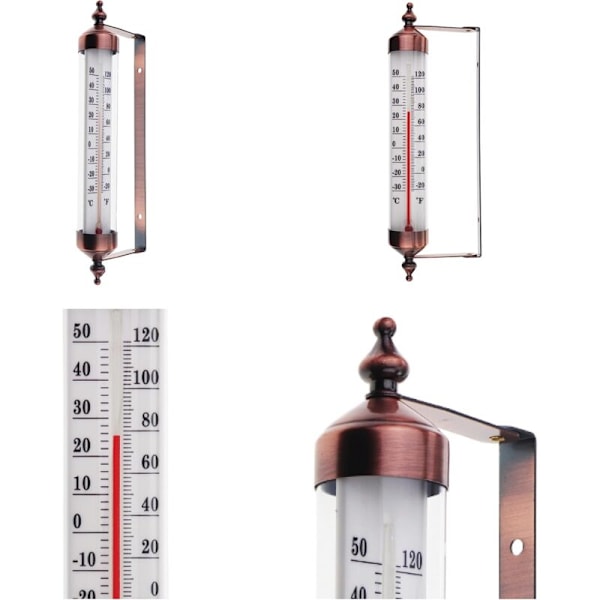 Utomhus med mätare, brons-effekt - elegant trädgårdstermometer för utomhusbruk anpassad för utomhustemperatur, växthus, garage, lätt att hänga