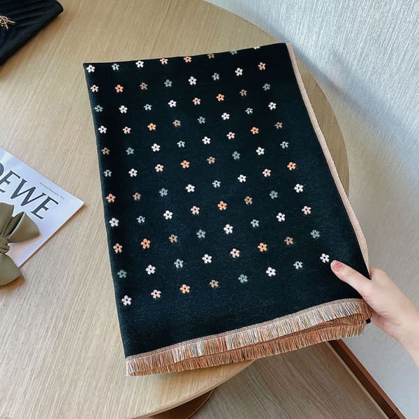 Vinterhalstørklæde til kvinder, luksuriøst design, dobbeltsidet tekstur, varmt halstørklæde