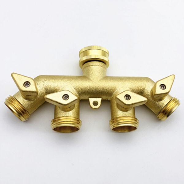 Slangefordeler (4-veis), messing vannings fireveis splitteradapter kuleventil kran kobling