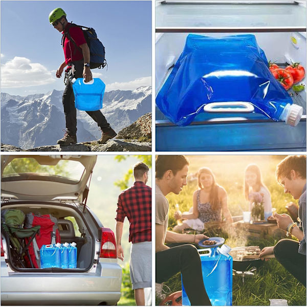 3-pack hopfällbara vattenbehållare, 5L hopfällbar vattenpåse, vattenbehållare bärbar vattenblåsa, hopfällbar vattentank för camping vandring picknick,