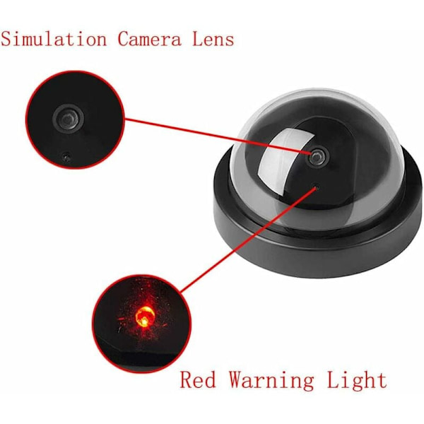 4 x Sort Dome Falsk Fiktiv Sikkerheds CCTV Kamera Vandtæt LED Vand LED blinkende Rødt Lys Udvendig overvågning Udendørs overvågning