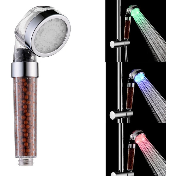 LED-dusjhode 3 farger, flerfarget, universell passform temperaturkontroll